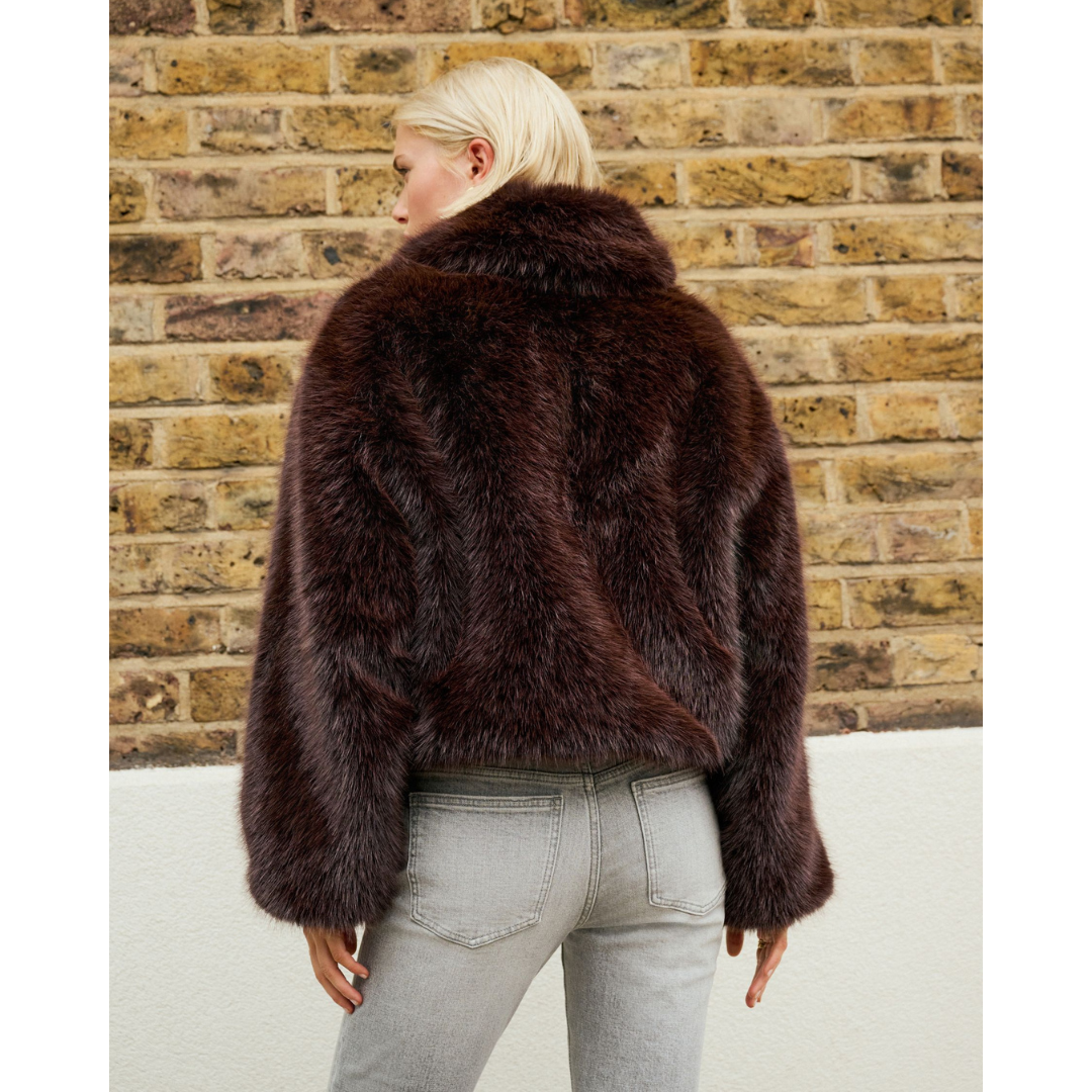 Chocolate Brown Faux Fur Zip-Up Jacket By NEXT